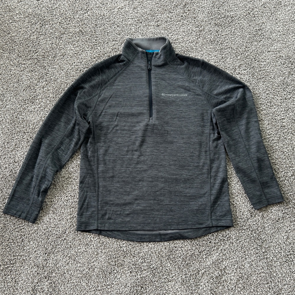 Vineyard Vines Men's Sankaty Performance 1/2 Zip Evening Sky (Black/Grey) Small
